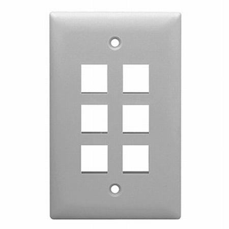 WP3406-GY Legrand On-Q 1-Gang 6-Port Wall Plate Gray
