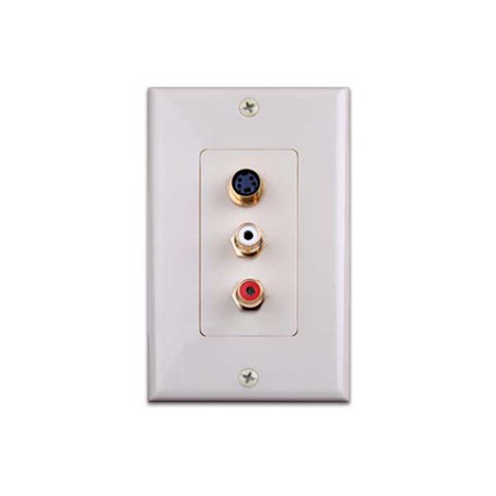 WPSVRCAW Vanco Wall Plate S-Video & 2 RCA Jack Decor White