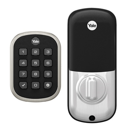 YRD136-ZW2-619 Yale Pro Pushbutton Deadbolt Z-Wave Key Free - Satin Nickel