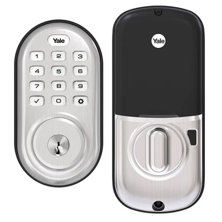 YRD216-ZW2-619 Yale Pushbutton Z-Wave Deadbolt - Satin Nickel
