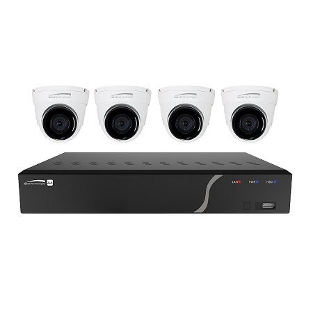 ZIPK4TA Speco Technologies 4 Channel Surveillance Kit with Three 5MP IP Cameras and One 8MP Advanced Analytics Camera, 1TB
