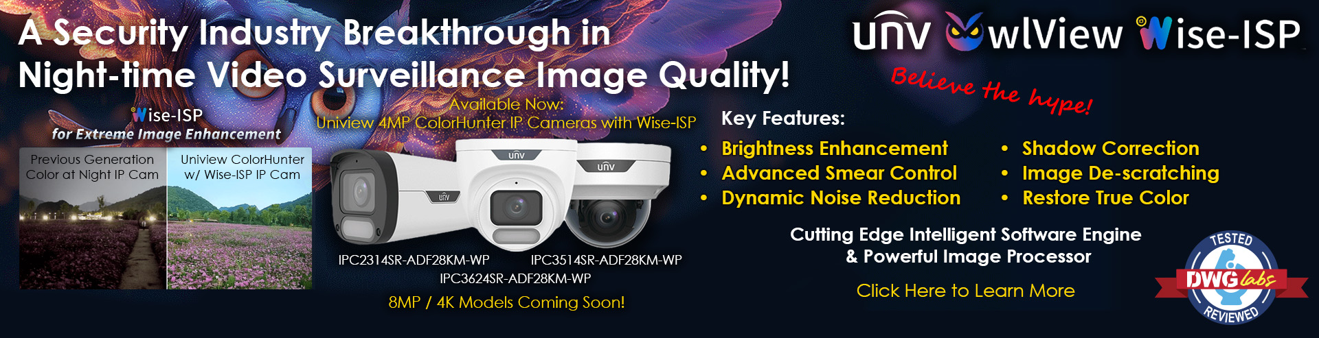 UNV OwlView Series IP Security Cameras Powered by Wise-ISP